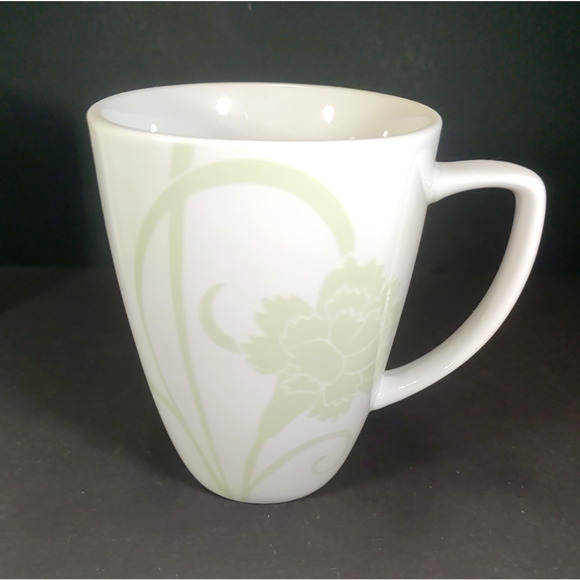 Corelle Coffee Cup Lot Of 4 White Green Floral - Picture 2 of 10